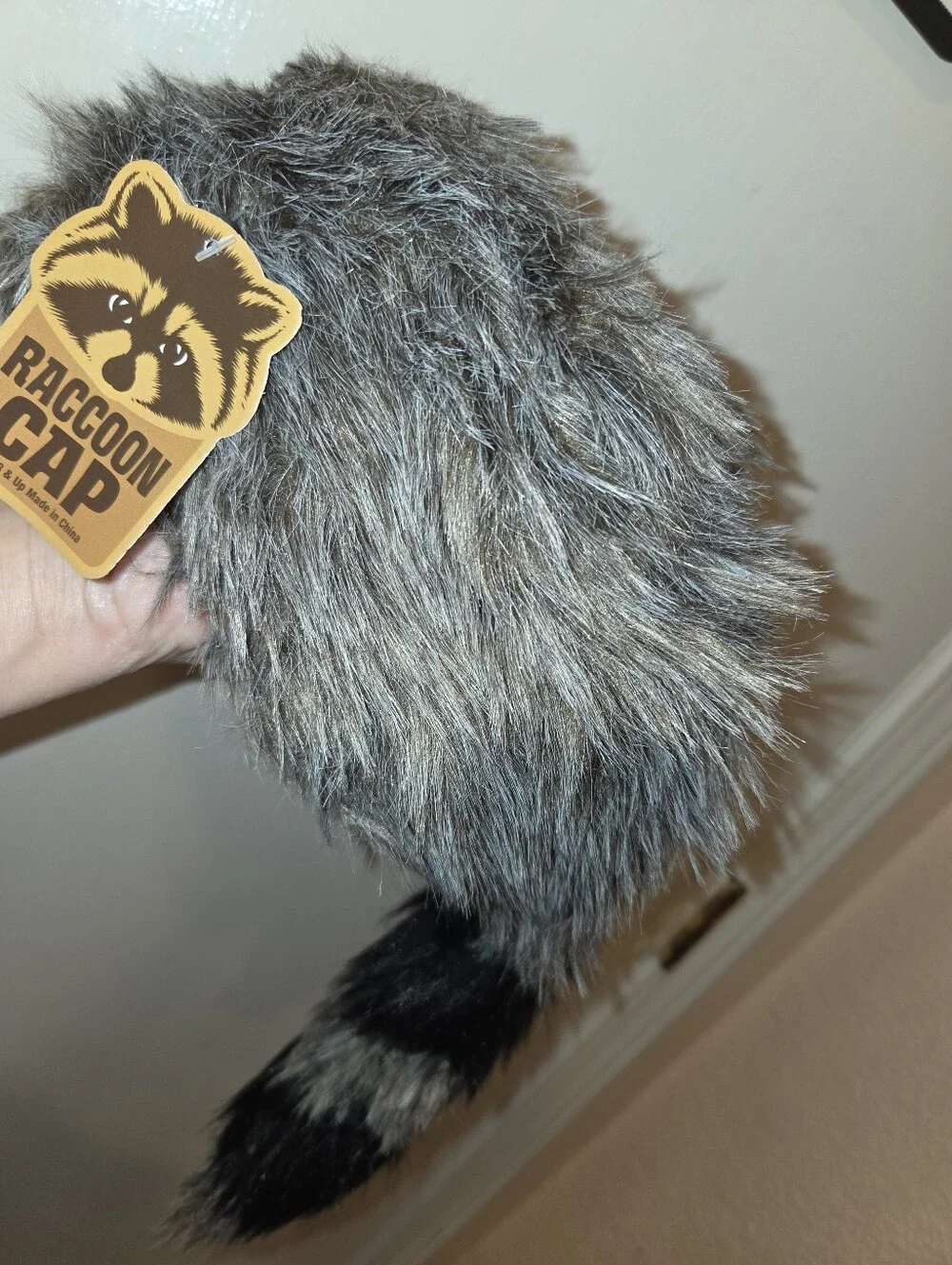 Raccoon Cap Kids Faux Fur Hat - Gray